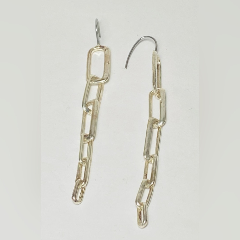 925 Silver 3” Link Chain Earrings